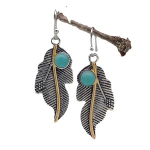 Orecchini Pendenti Creativi a Foglia d'Uva con Turchese, Gioielli in Stile Vintage per Donne, Accessori Moda Retrò - Product Image 5