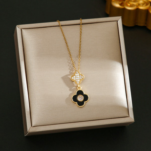 Collares con colgante de moda rentables para reunión de fiesta, accesorios de trébol de cuatro hojas versátiles sin deslustre para mujer - Product Image 4