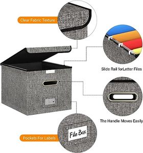 Organizador de Archivos con Tapa, Cajas de Almacenamiento de Archivos Plegables de Lino, Caja de Almacenamiento para Cómics - Product Image 2