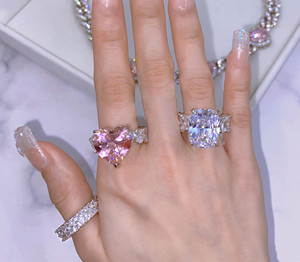 แหวนชุบเงินรูปหัวใจ18K สำหรับผู้ชายและผู้หญิง - Product Image 2