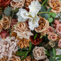 Arche florale moderne en rose orange brûlé avec guirlande de verdure, faite à la main, pour jardin extérieur, gazebo, toile de fond de scène, Fête des Mères