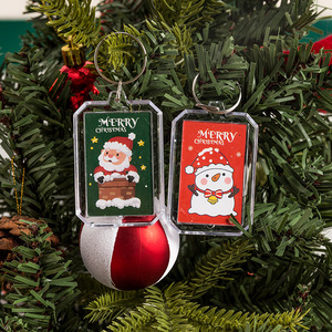 Christmas Themed Acrylic Keychain <b>Cartoon</b> Santa Snowman Portable Key Ring Decoration Gift For Students <b>Backpack</b> DIY Pendant - Product Image 2