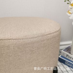 Scandinavian Round <b>Stool</b> 30x30x30cm Fabric Upholstered Removable Cover Home Ottoman For Living Room <b>Bedroom</b> - Product Image 4