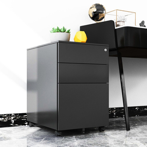 Classeur à 3 tiroirs en métal et acier à petit piédestal pour bureau à domicile, classeur mobile sous bureau avec serrure - Product Image 6