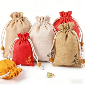 Bolsitas de Lino Personalizadas con Cordón para Recuerdos de Boda, Material Ecológico, Regalos Corporativos - Product Image 2