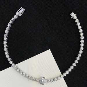 Pulsera de tenis con bisel de oro blanco y diamantes redondos de 6.50 quilates, color D-E-F, claridad VVS-VS - Certificado IGI - Product Image 5