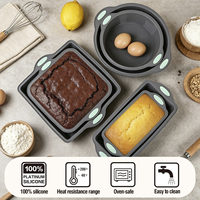 Set Loyang Silikon Anti Lengket Termasuk Loyang Bulat, Persegi, dan Persegi Panjang untuk Kue, Brownies, Kue Keju, dan Roti
