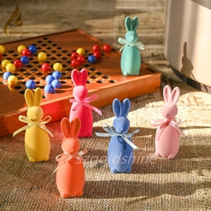 Adornos de conejo de colores brillantes hechos a mano, simulación de <span class=keywords><strong>Pascua</strong></span> personalizada, artesanías flocadas <span class=keywords><strong>para</strong></span> graduación, Ramadán, Diwali de pie - Product Image 5