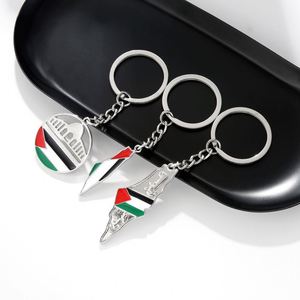 Wholesale Customized Personalized Stainless Steel Metal Enamel Palestine Freedom Fist <b>Map</b> Metal Keychain - Product Image 5