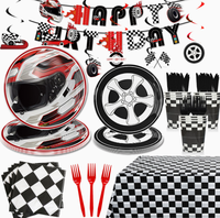 DAMAI Assiettes en papier pour fête sur le thème des voitures de course, Halloween, Fournitures de fête, Vaisselle jetable, Décorations, Volant de course, Sports, Garçons