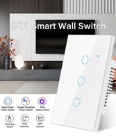 Sakelar Dinding Pintar WiFi Panel Sentuh Kontrol Suara Aplikasi Timer 1/2/3 Gang Listrik Rumah Pintar Hotel TFT Display PC
