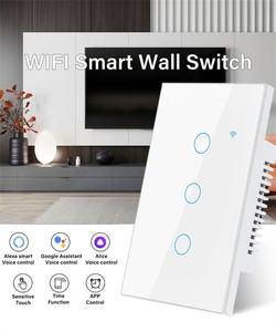 WiFi Smart Wall Switch Touch Panel Voice Control App <b>Timer</b> 1/2/3 Gang <b>Light</b> Switch <b>for</b> Smart Home - Product Image 1