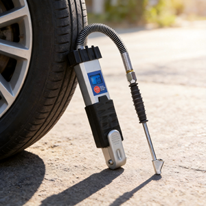 Manomètre de gonflage et dégonflage double fonction robuste pour camions et entretien de flotte 360 °   Tuyau flexible pivotant en stock - Product Image 1