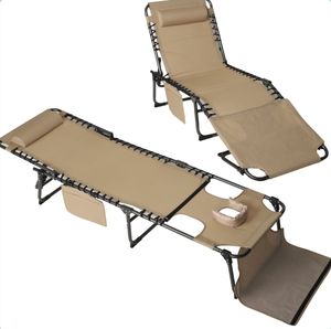 Silla Chaise Longue con Orificio para la Cara, Reclinable Ajustable en 5 Posiciones, Silla Plegable Portátil para Tomar el Sol al Aire Libre - Product Image 3