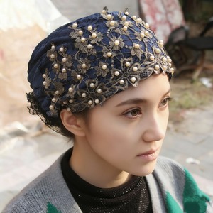 YASEEN Women's Islamic <b>Hijab</b> Turban Acrylic Lace Floral Pattern Breathable Needle Detection All Seasons Middle East Pakistan - Product Image 1