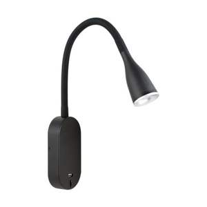 Lámpara LED de pared flexible negra con puerto USB, 5W, ideal para iluminación en escritorios y espacios reducidos. - Product Image 1