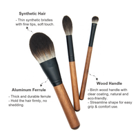 Ensemble de pinceaux de maquillage en bois sauvage de 13 pièces en gros de haute qualité avec pinceaux de maquillage végétaliens pour l'application d'ombres de fond de teint