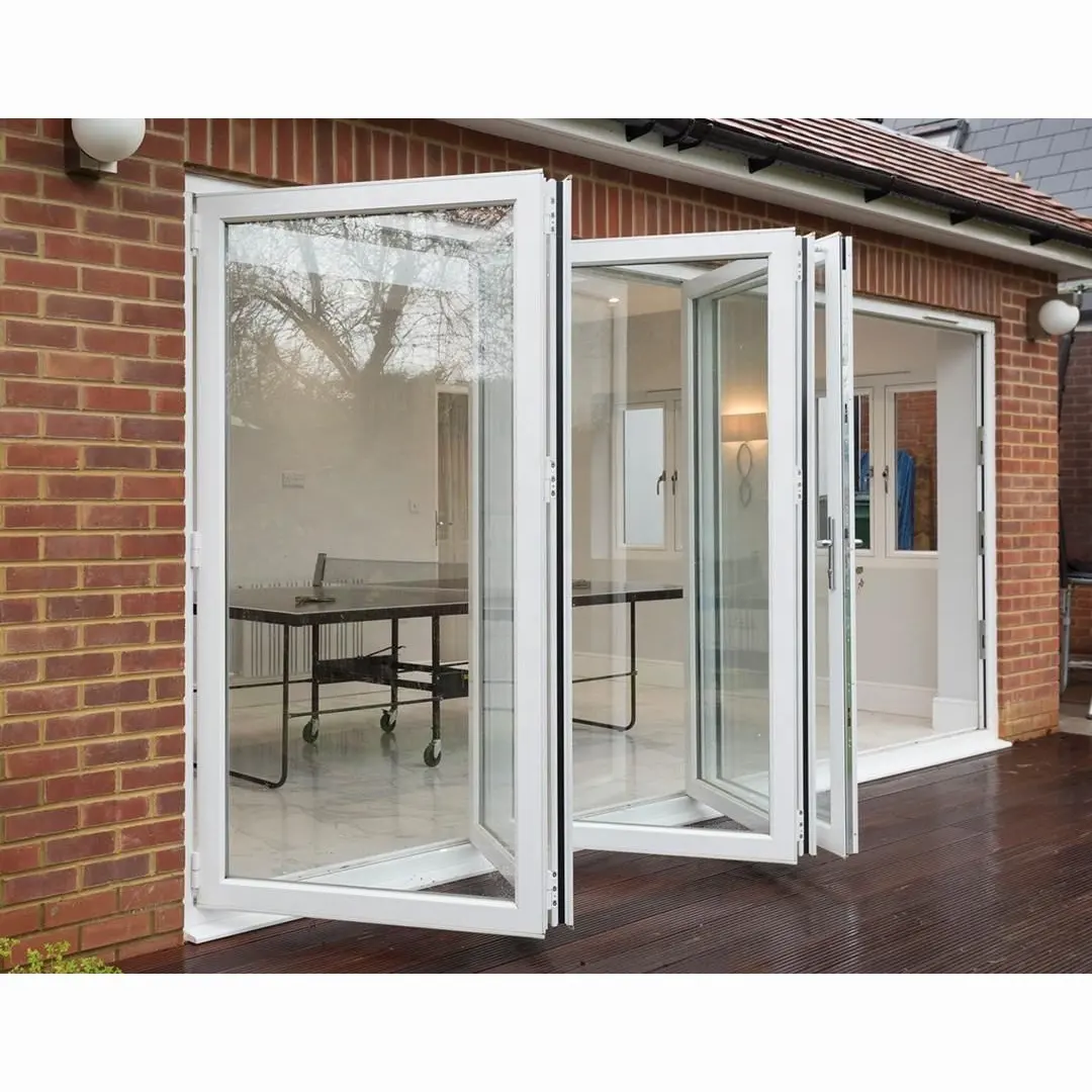 Wholesale Hurricane Proof Aluminum Interior Door Balcony Patio Lowe Glass Aluminum Bifold Folding Door Accordion Door