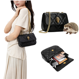 Bolso de Hombro Impermeable para Mujer, Estilo Vintage Preppy, con Logotipo de <span class=keywords><strong>Erizo</strong></span>, Cadena y Solapa, Gran Capacidad, Correa de 45-55cm, ¡Oferta Caliente en el Reino Unido! - Product Image 5