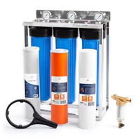 Sistem Filter air seluruh rumah 3 Tahap 20x4.5 inci dengan Filter Prefilter & KDF Filter karbon sedimen
