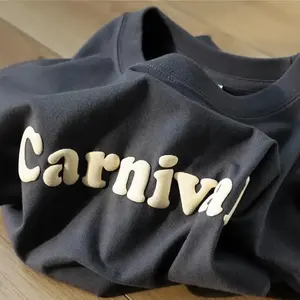 Semplice abbigliamento da uomo in cotone pesante T-Shirt di alta qualità pesante oversize T-Shirt personalizzata 3D con stampa a sbuffo in schiuma per gli uomini