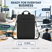 Sac pour ordinateur portable de 14 pouces, étui pour ordinateur portable professionnel, bandoulière, poignée, sac d'ordinateur protecteur, résistant à l'eau, pour le bureau, les voyages, l'école