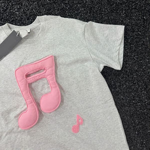 Camiseta de Hombre 100% Algodón Grueso de Punto, Cuello Redondo, 180g, Logotipo Gráfico 3D en Relieve, Estilo Oversize, Bordado de Toalla, Transpirable, Ropa Urbana - Product Image 3