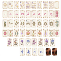 Set Mahjong Akrilik Mewah Amerika dengan Cetakan Naga Bunga Klasik Bergaya Victorian untuk Permainan Keluarga dan Hadiah