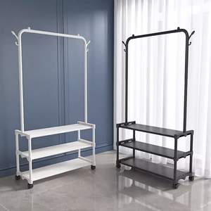 Porte-vêtements mobile sur pied, étagère de rangement pour vêtements, étagère à vêtements amovible pour la maison, porte-manteau en métal multifonctionnel - Product Image 1