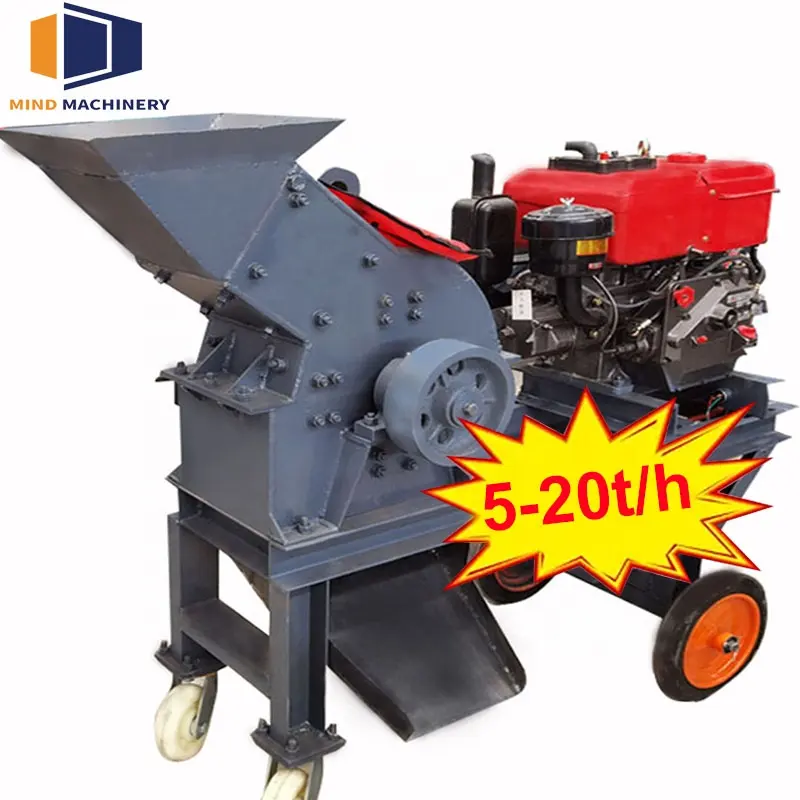 Portable mini diesel engine hammer mill crusher  small scale mobile coal glass gold ore rock crushing machine price stone crushe