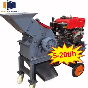 Draagbare Mini Dieselmotor Hamermolen Crusher, kleine Schaal Mobiele Kolen Glas Goud Erts Rock Verpletterende Machine Prijs Steen Crushe