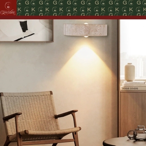 Lámpara de Pared de Media Luna en Travertino Beige para Dormitorio, Sala de Estar o Pasillo, con Doble Haz de Luz Ascendente y Descendente, GOLDKING, Fabricante OEM/ODM Directo de Fábrica - Product Image 4