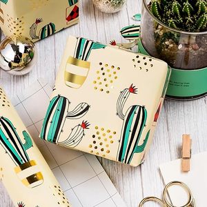 Cute Cactus Plant <b>Pattern</b> Gift Wrapping <b>Paper</b> Roll Specialty Gold Foil <b>Paper</b> Coated for Gift Craft Packaging Kids Birthday Party - Product Image 3