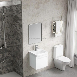 MINGLIU Meuble de salle de bain mural moderne et minimaliste en métal avec lavabo en céramique et miroir LED facile à nettoyer - Product Image 2