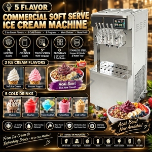 Máquina de helado suave de 5 sabores con bomba de aire, equipo comercial para hacer helado, yogur helado y açaí. - Product Image 1