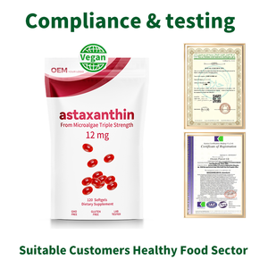 โรงงานขายส่งอาหารเสริมแอสตาแซนธินแบบซอฟเจลคุณภาพพรีเมียมเพื่อสุขภาพดวงตา ข้อต่อ และผิวหนัง ปราศจาก GMO 100% จากพืช ได้มาตรฐาน EU - Product Image 6