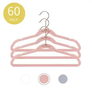 Factory customized baby anti-skid space saving plastic flocking hangers Velvet hangers