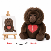 Peluche personnalisée, porte-clés en peluche sur mesure, figurine de gorille en peluche assise et moelleuse pour promotion de marque sur le thème de la faune sauvage