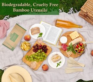 Ensemble de couverts jetables en bois compostable, style coréen, vaisselle pour les voyages, les mariages, les restaurants, personnalisable - Product Image 4