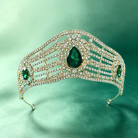 Großhandel Gold-Legierung Strass-Tiara, Blaue Saphir-Kristallkrone, Braut Hochzeit Festzug Damen Kopfschmuck