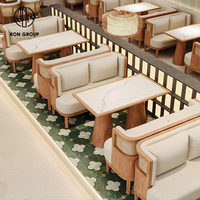 Tables de café en bois modernes, chaises en rotin, ensembles de meubles pour restaurants, hôtels, cafés, sièges de banquette