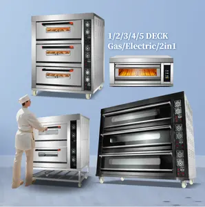 Acier industriel 2 3 étages 4 6 12 plateaux cuisine commerciale gaz électrique pizza utiliser cuisson gâteau pain four de boulangerie équipement