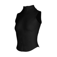 Haut de sport sans manches avec fermeture éclair sur le devant pour femme, gilet de sport, tenue de yoga à manches courtes, t-shirt moulant et sexy