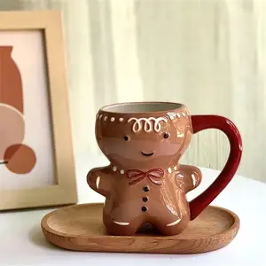 Gingerbread adam kahve kupa, benzersiz şekilli noel güzel Beeg karikatür kupa komik hediye aile için