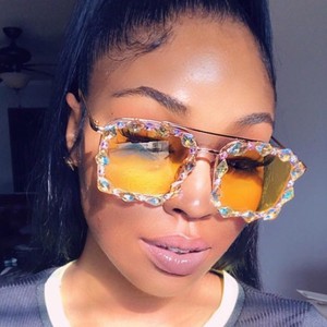 <strong>Fashion</strong> Ladies Diamond Apple White Bling Sunglasses Retro Women <strong>Party</strong> <strong>Designer</strong> Big Frame Square Oversized Sun <strong>Glasses</strong> - Product Image 1