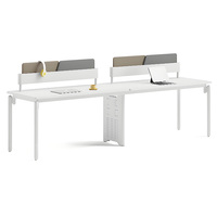 Poste de travail de bureau individuel moderne en bois avec cloison de séparation pour employés, ensemble de mobilier de bureau blanc