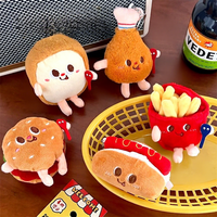 Pendentif en peluche personnalisable et créatif, motif Frites Burger, mignon, porte-clés de sac à dos, petit ornement pour fille, Frites Burger