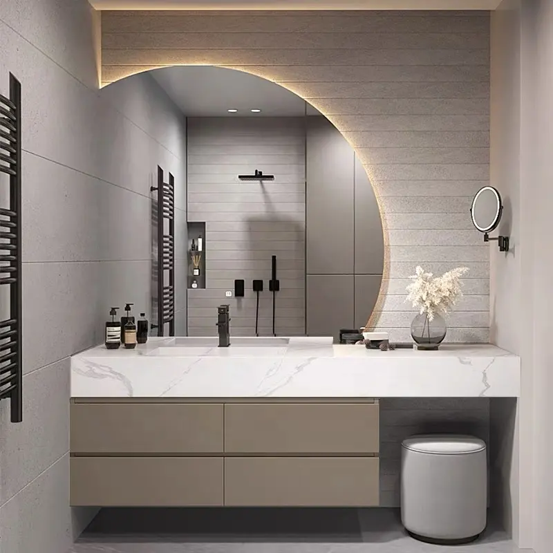 चीन कारखाने फ्लोरीडा बाथरूम उच्च गुणवत्ता वाले आधुनिक वैनिटी के साथ 72 इंच अलमारियाँ