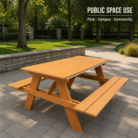 Table de pique-nique rectangulaire d'extérieur en plastique HDPE imitation bois, design moderne, robuste et durable, non pliable, mobilier d'extérieur