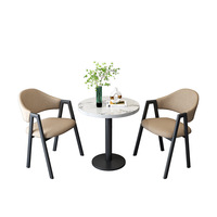 Mobilier de Salle à Manger Moderne de Luxe Blanc Noir Simple pour Café, Ensemble Table Céramique Marbre 2 Places